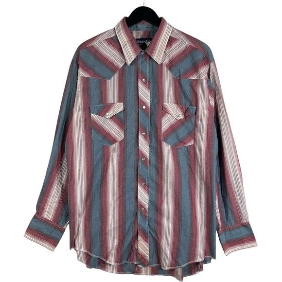 Wrangler Cowboy Cut Striped Long Sleeve Button Down - Picture 1 of 8